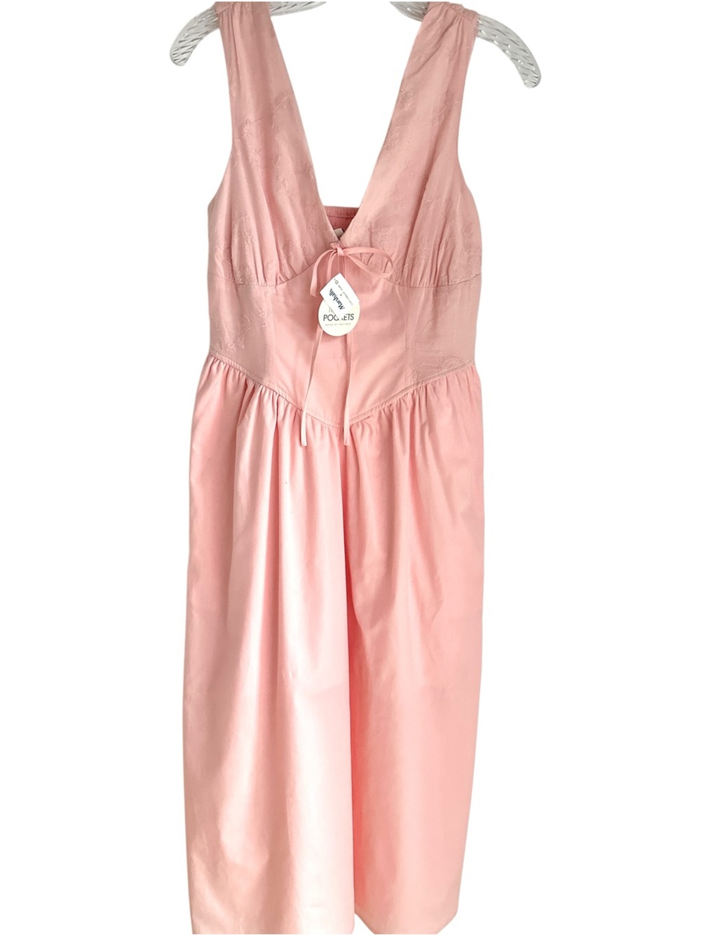 Band of the Free NWT Light Pink V Neck Midi Dress Size XS